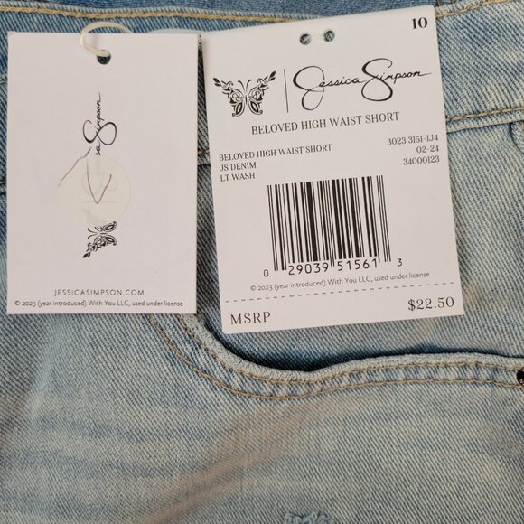 Jessica Simpson Size 10 Shorts Women's Beloved High Waist Light Wash Frayed Hem - Picture 5 of 13